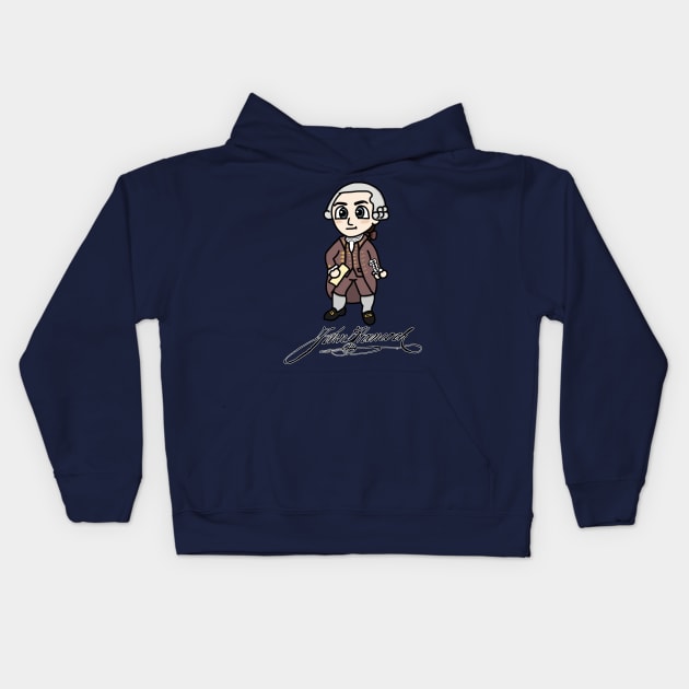 Chibi John Hancock with Signature (Large Print) Kids Hoodie by Aeriskate